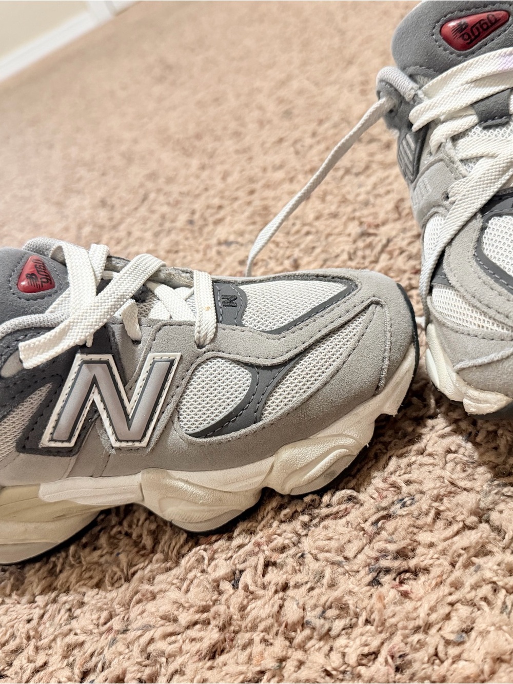 New Balance Kids Grey and White Mesh Suede Sneakers